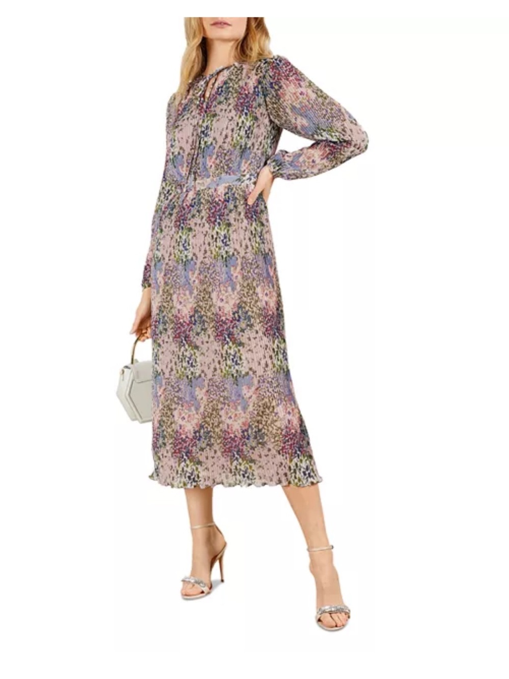 Ted Baker Pink and Purple Floral Midi Dress size 2